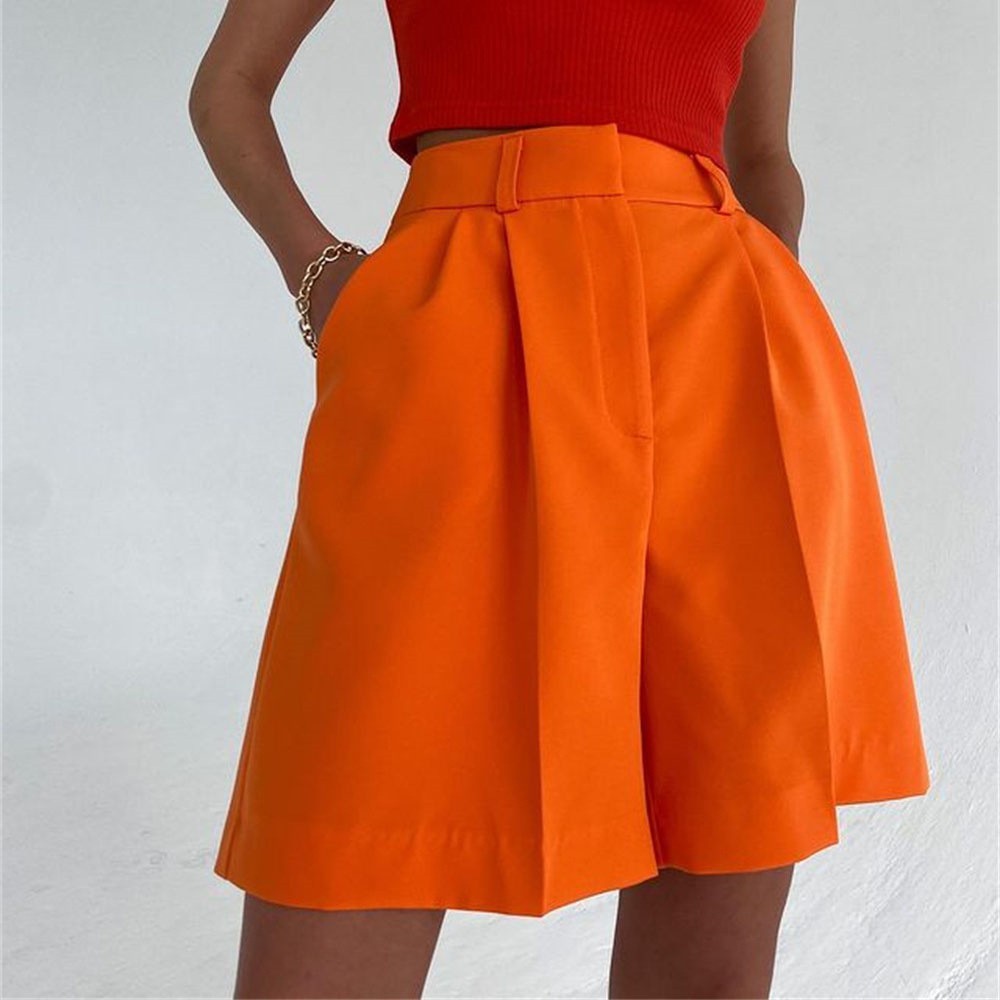 Women's High Waist Quick Dry Solid Color Western Pants Shorts
