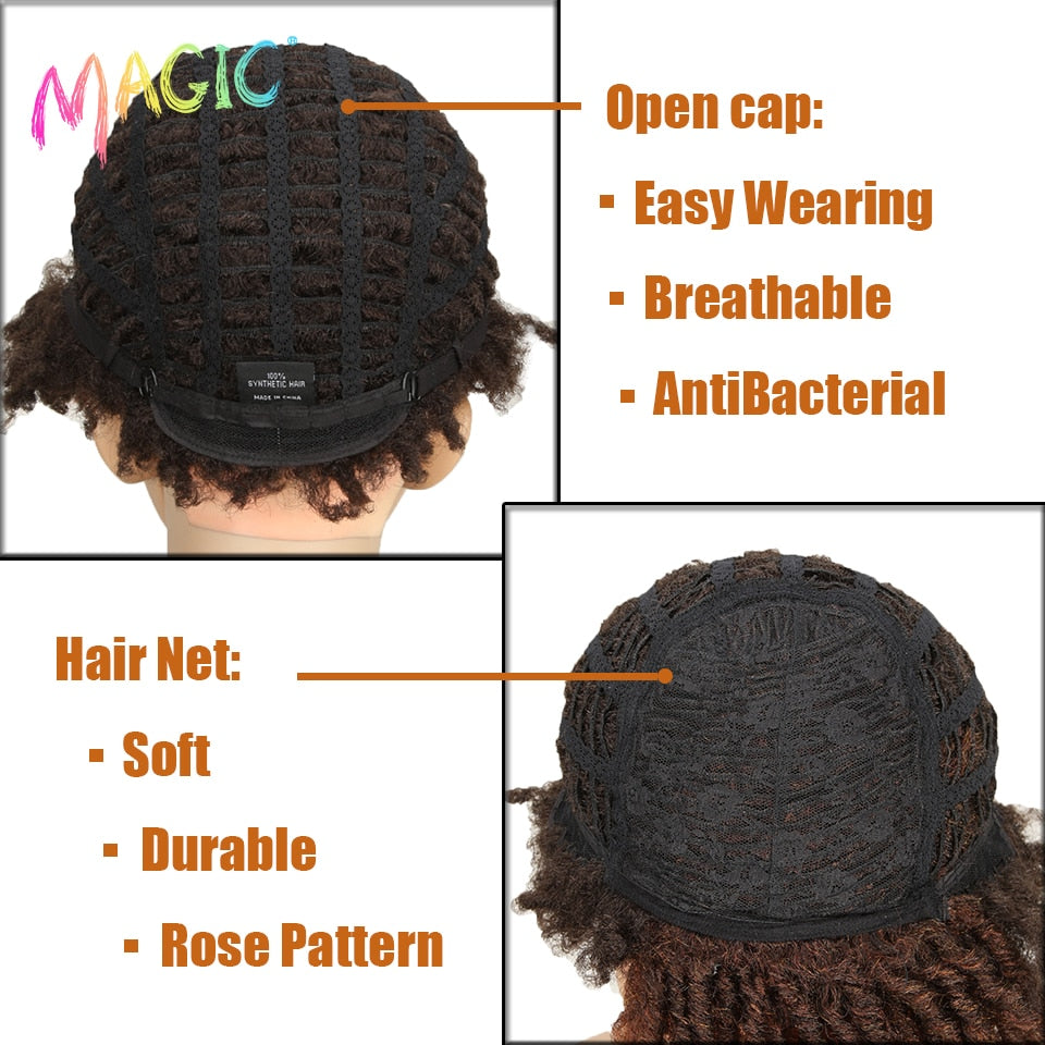 Badon marchand hair Wig Short Dreadlock Wig With Bangs Ombre Black Blonde Crochet Wig for Black Women