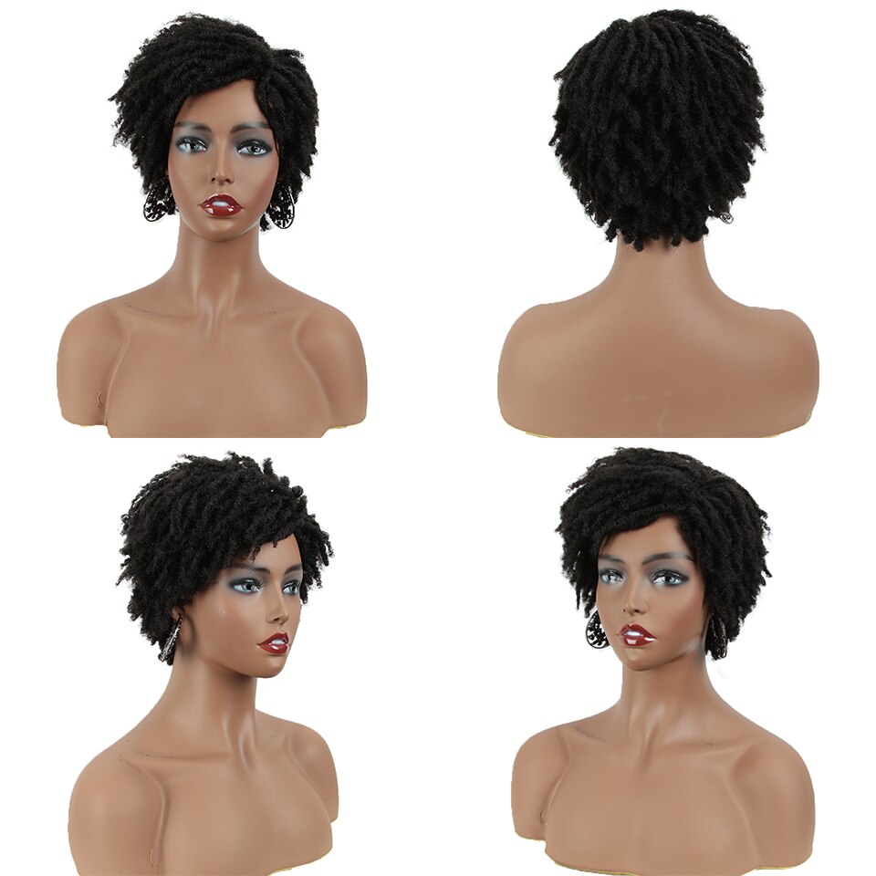 Badon marchand hair Wig Short Dreadlock Wig With Bangs Ombre Black Blonde Crochet Wig for Black Women