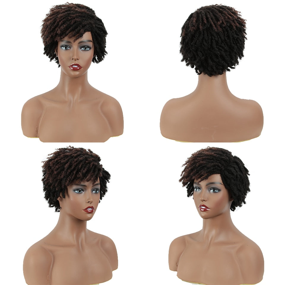 Badon marchand hair Wig Short Dreadlock Wig With Bangs Ombre Black Blonde Crochet Wig for Black Women