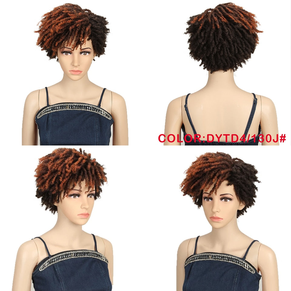 Badon marchand hair Wig Short Dreadlock Wig With Bangs Ombre Black Blonde Crochet Wig for Black Women