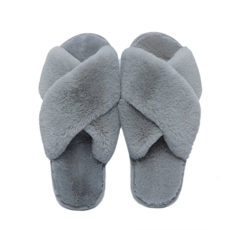 Women Winter Cute Warm Plush Women Slippers Couple's Indoor Non-slip House Home Cotton Shoes Plush Shoes djam