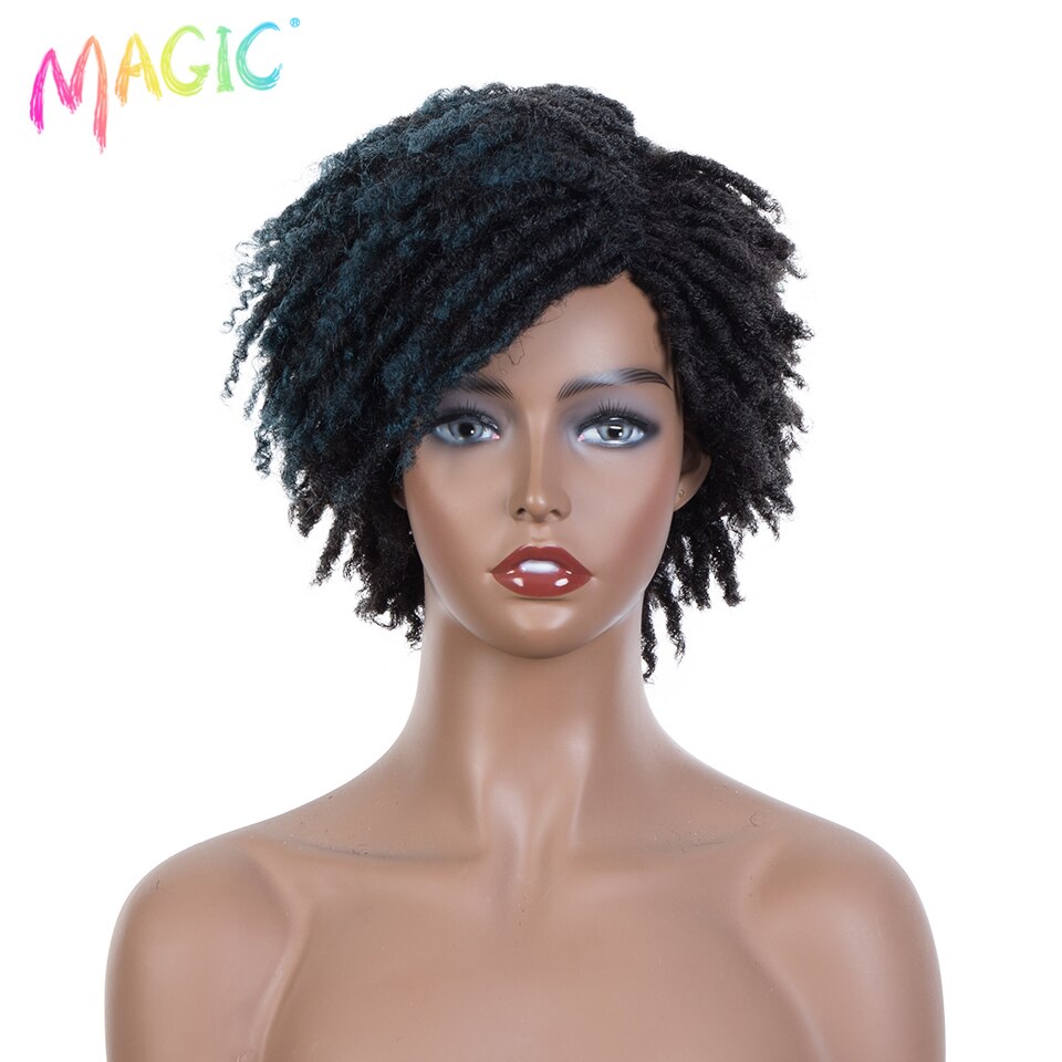Badon marchand hair Wig Short Dreadlock Wig With Bangs Ombre Black Blonde Crochet Wig for Black Women