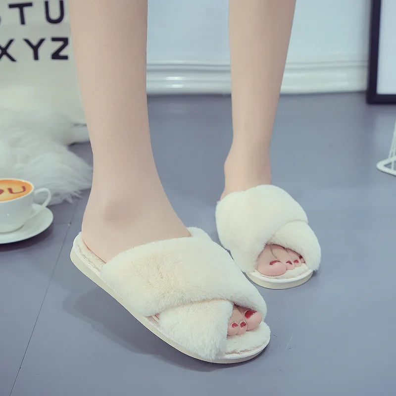 Women Winter Cute Warm Plush Women Slippers Couple's Indoor Non-slip House Home Cotton Shoes Plush Shoes djam