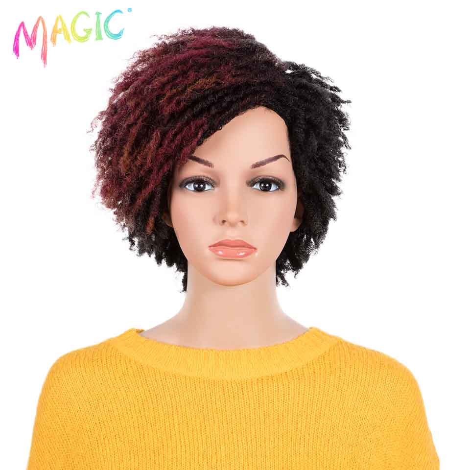 Badon marchand hair Wig Short Dreadlock Wig With Bangs Ombre Black Blonde Crochet Wig for Black Women