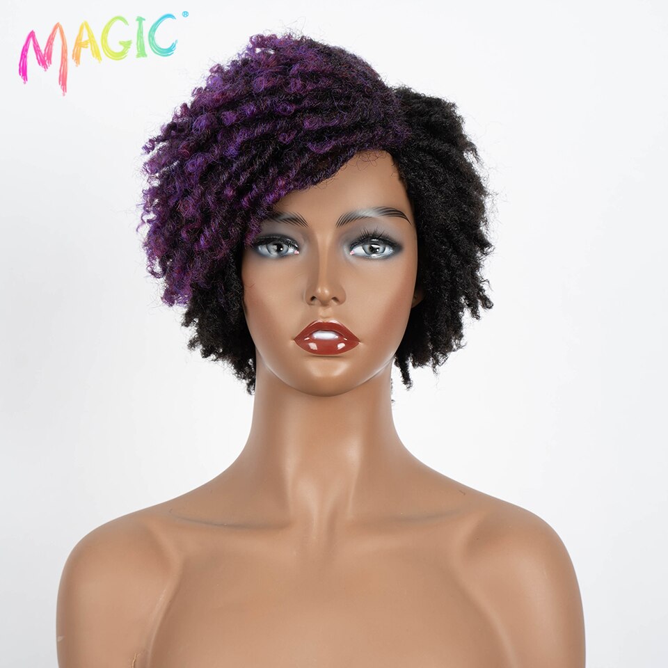 Badon marchand hair Wig Short Dreadlock Wig With Bangs Ombre Black Blonde Crochet Wig for Black Women