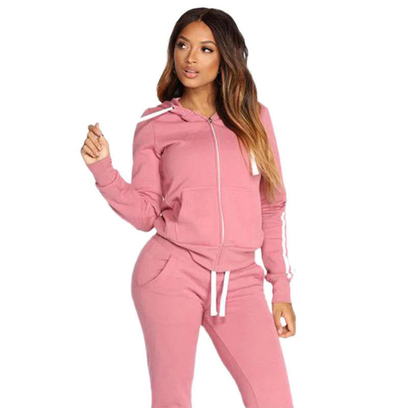 Spring Autumn Women Sweatshirt Set Solid Color Casual Zipper Hoodies Daily Gym Jogging 2 Pieces Set New Woman Pant Sets pour