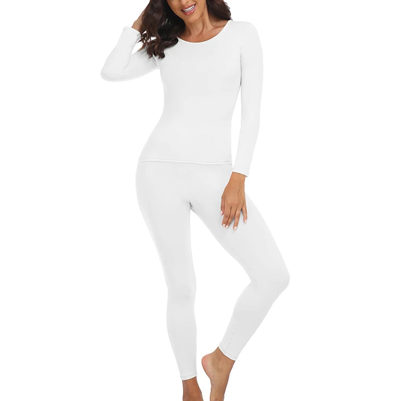 Women Thermal Underwear Set 2 pack Long Johns Ultra Soft Fleece Lined Base Layer Keep Warm Cold Weather Top Bottom J17
