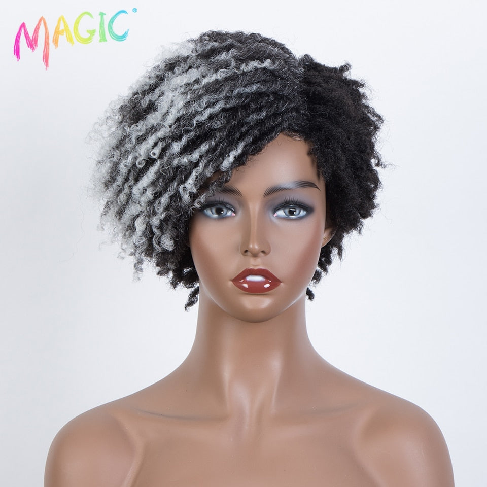 Badon marchand hair Wig Short Dreadlock Wig With Bangs Ombre Black Blonde Crochet Wig for Black Women
