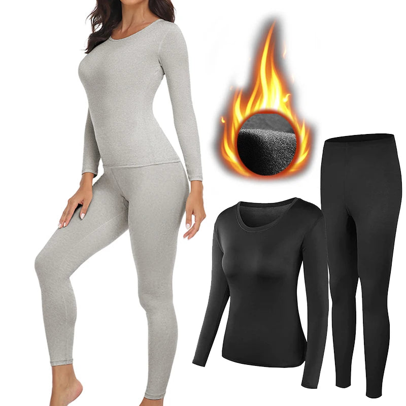Women Thermal Underwear Set 2 pack Long Johns Ultra Soft Fleece Lined Base Layer Keep Warm Cold Weather Top Bottom J17