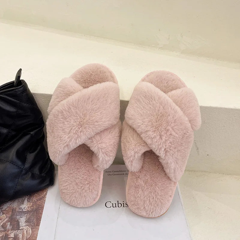 Women Winter Cute Warm Plush Women Slippers Couple's Indoor Non-slip House Home Cotton Shoes Plush Shoes djam