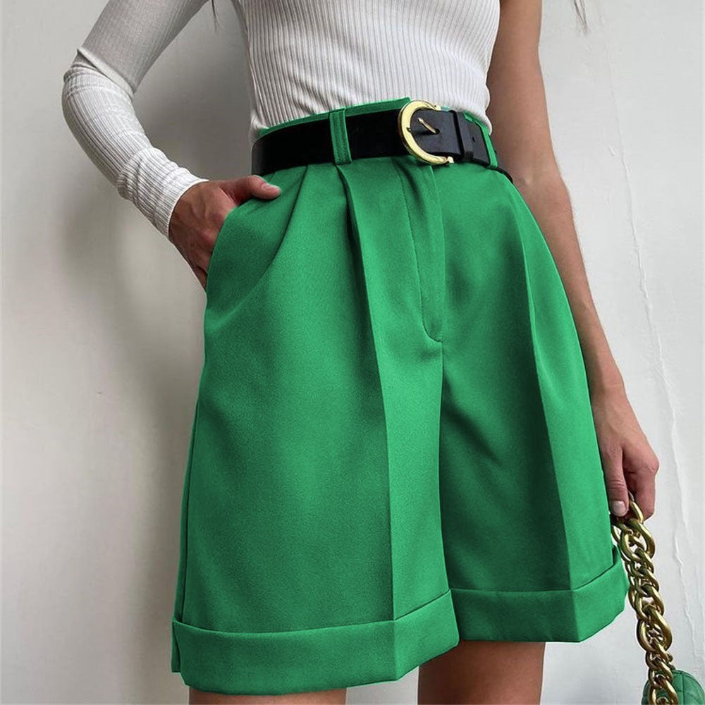 Women's High Waist Quick Dry Solid Color Western Pants Shorts