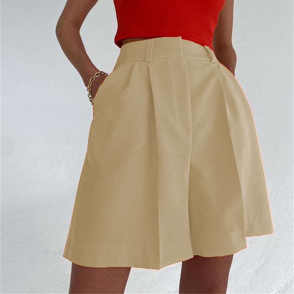 Women's High Waist Quick Dry Solid Color Western Pants Shorts