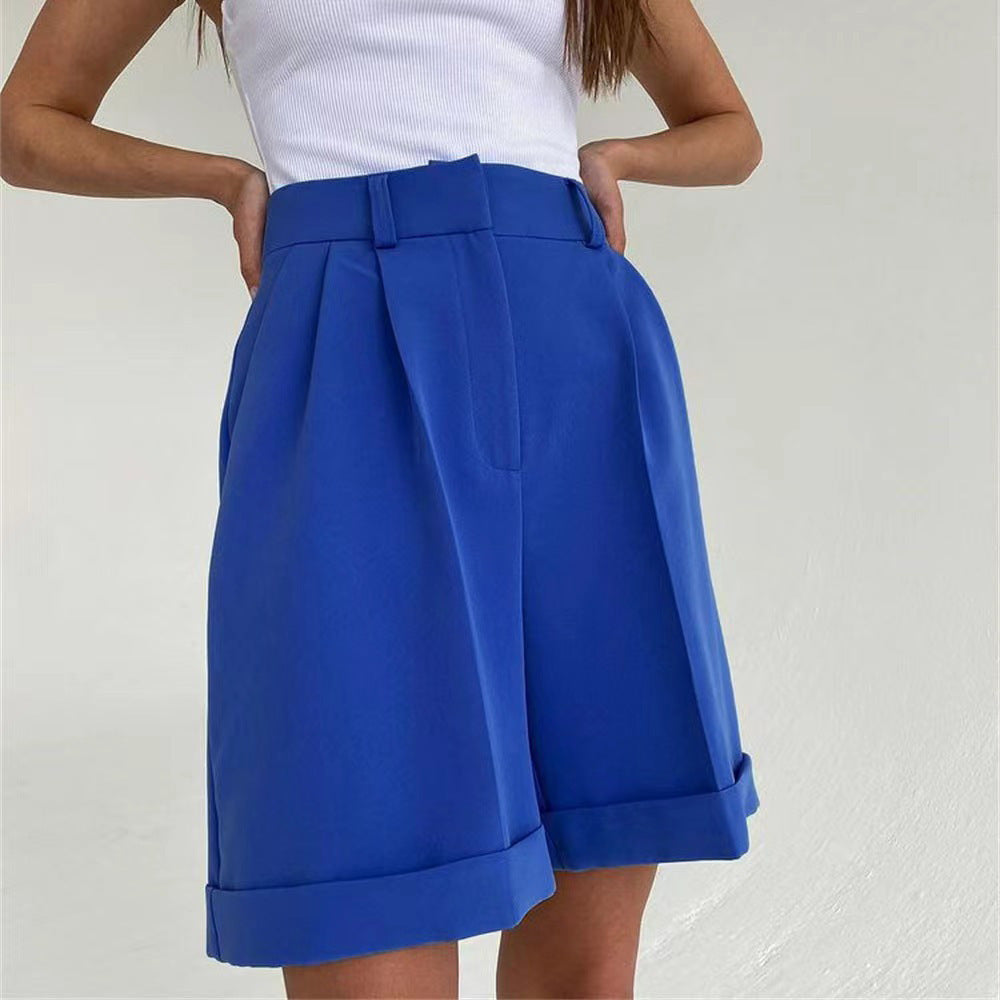 Women's High Waist Quick Dry Solid Color Western Pants Shorts