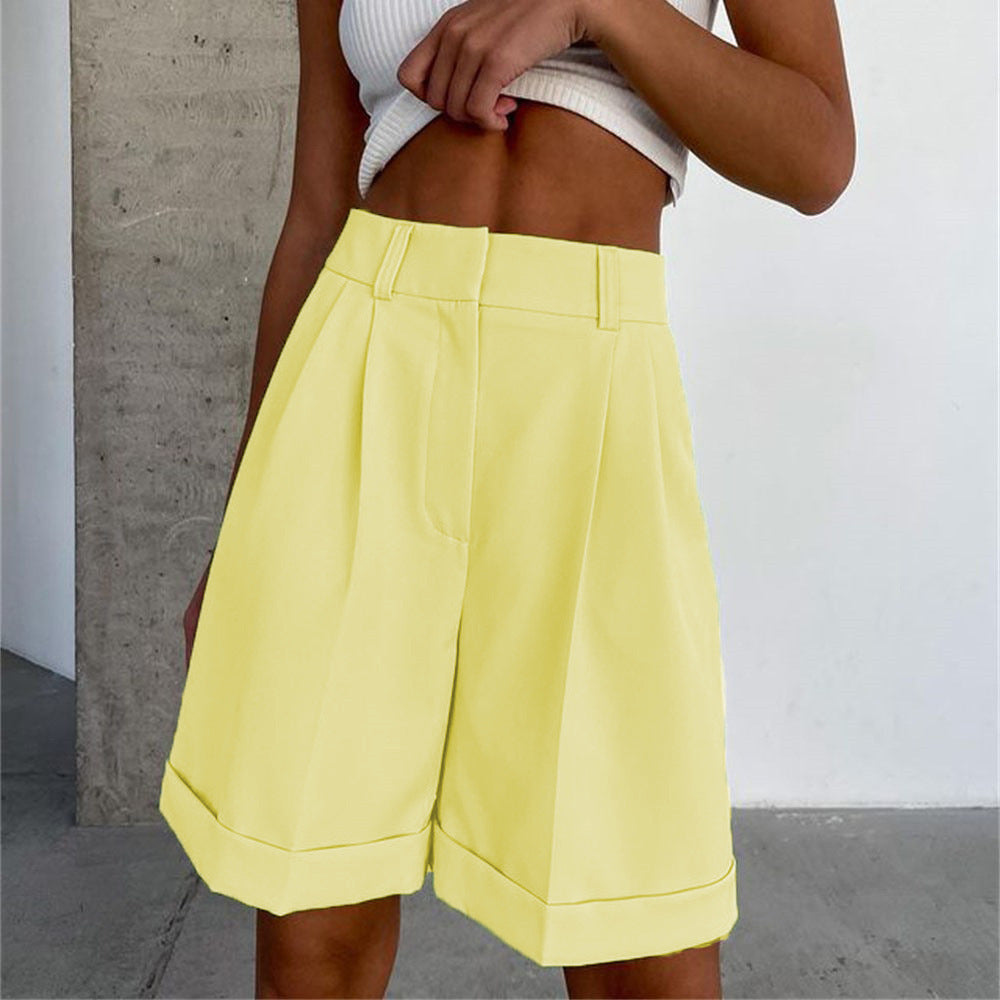 Women's High Waist Quick Dry Solid Color Western Pants Shorts