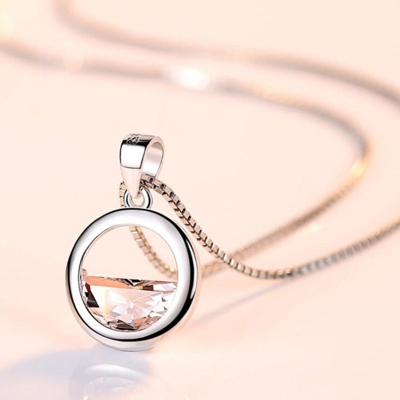 NEHZY 925 sterling silver women's fashion new jewelry high quality crystal zircon round retro simple pendant necklace long 45CM
