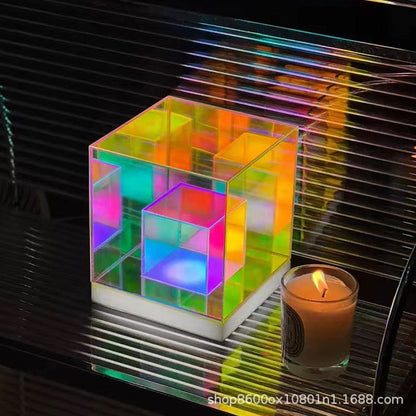 Colorful table lamp pyramid camping lamp bedroom mood decoration ornaments creative e sports desktop atmosphere lamp