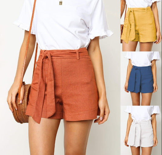 Women's pants with loose ties and high waist