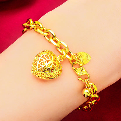 Vietnam Placer Gold Women's Heart Bracelet