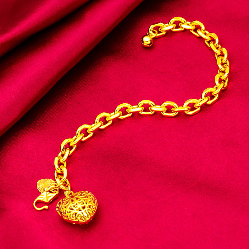 Vietnam Placer Gold Women's Heart Bracelet