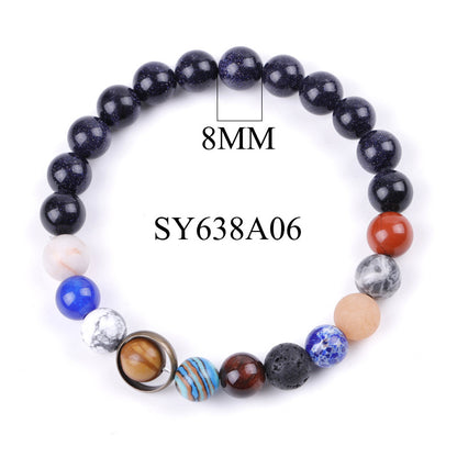 Couple Models Starry Sky Galaxy Bracelet Volcanic Stone Frosted Lapis Lazuli Blue Sandstone Bracelet Jewelry ko