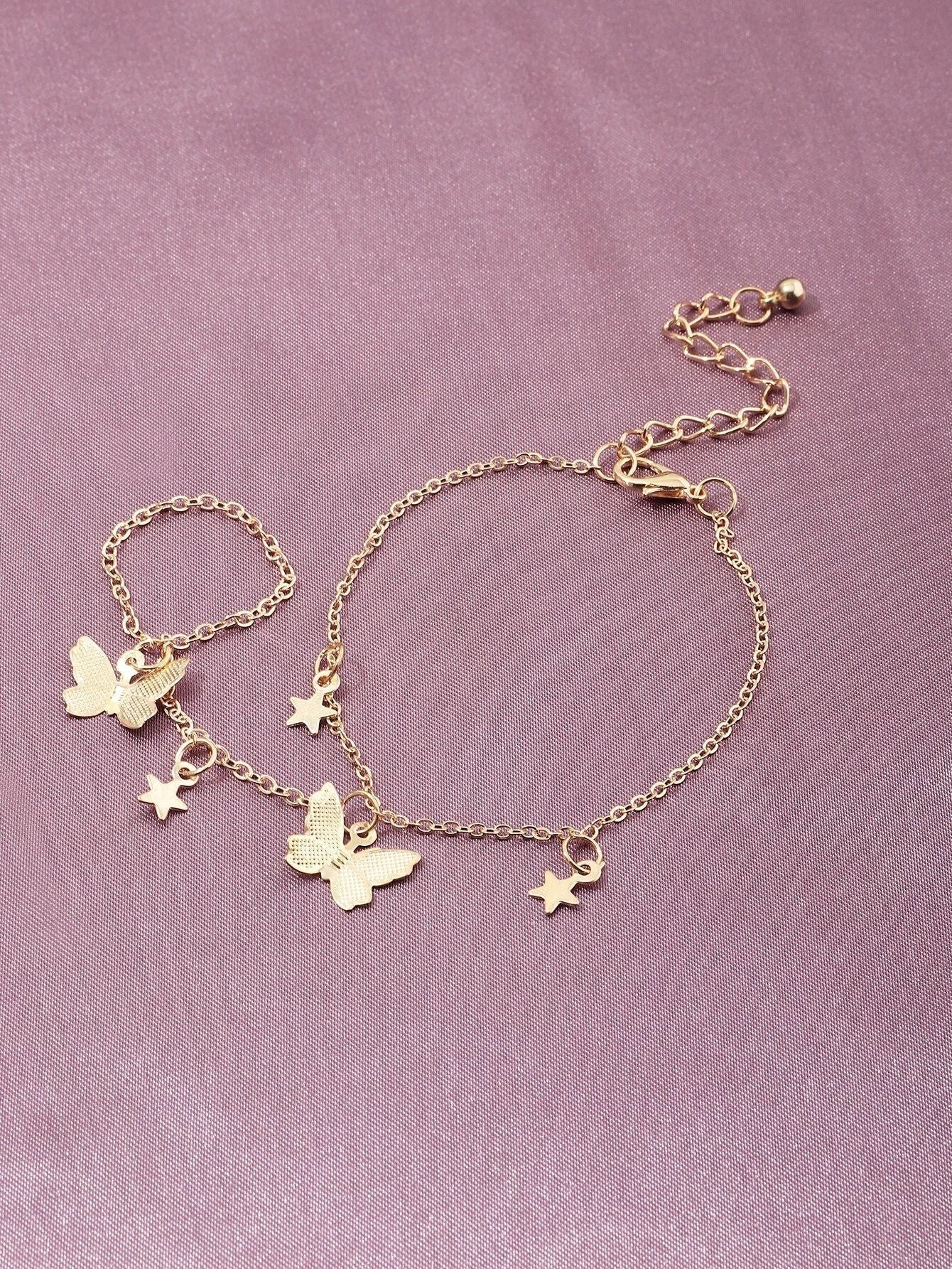 Ladies Bracelet Ins Wind Niche Design Butterfly Pendant Chain Splicing Link Bracelet