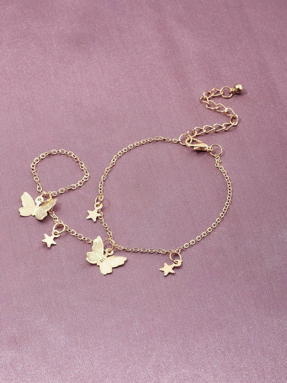 Ladies Bracelet Ins Wind Niche Design Butterfly Pendant Chain Splicing Link Bracelet