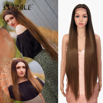 Badon marchand hair Wigs For Black Women Straight Synthetic Lace WIg 38 Inch Ombre Blonde Lace Wig Cosplay Blonde Synthetic Lace Wig