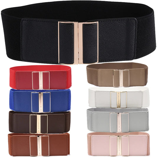 Womens Belt Elastic Stretch Cinch Lady Cummerband Plus Size Girls Waistband Waist Seal 7.5cm Wide sentiwon