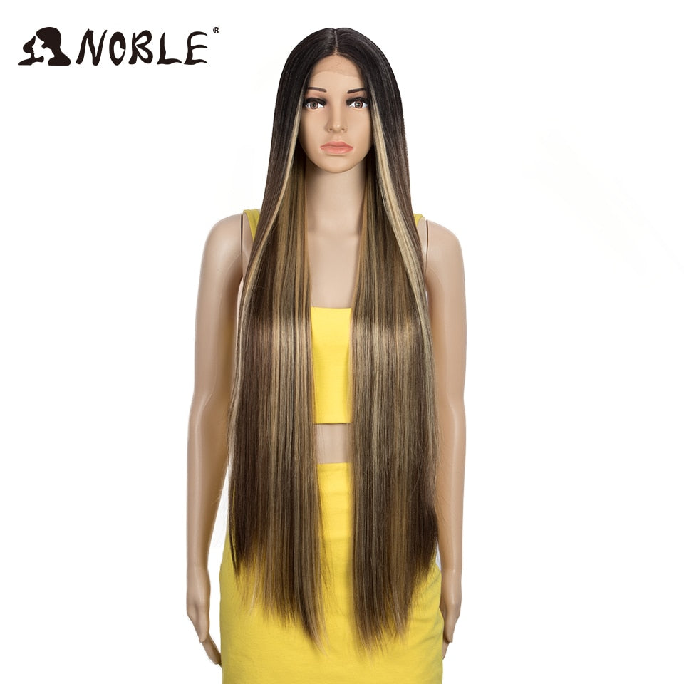 Badon marchand hair Wigs For Black Women Straight Synthetic Lace WIg 38 Inch Ombre Blonde Lace Wig Cosplay Blonde Synthetic Lace Wig