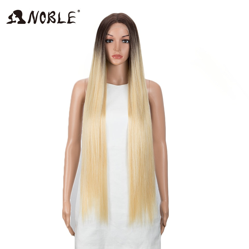 Badon marchand hair Wigs For Black Women Straight Synthetic Lace WIg 38 Inch Ombre Blonde Lace Wig Cosplay Blonde Synthetic Lace Wig