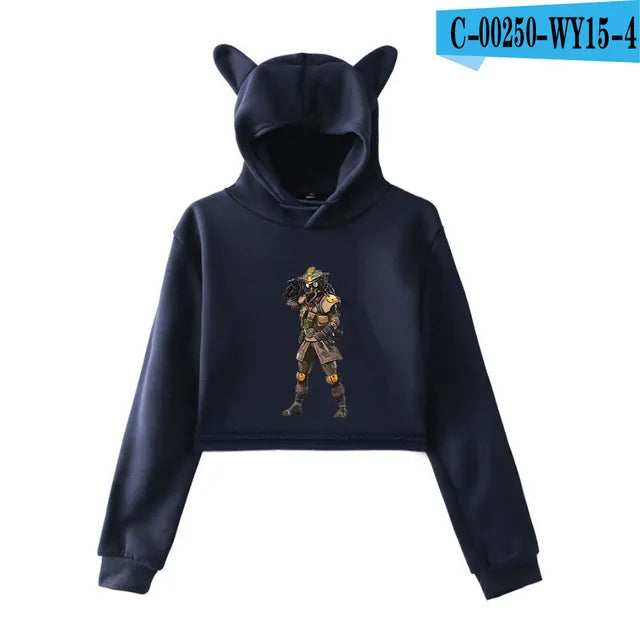 Apex Legends Print Hoodies Sweatshirts Women Cat ears with hood hoodies