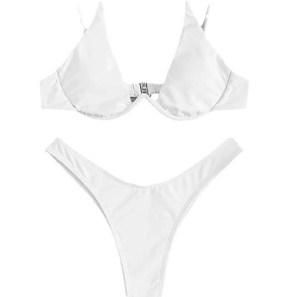 European And American Steel Bracket Solid Color Swimsuit