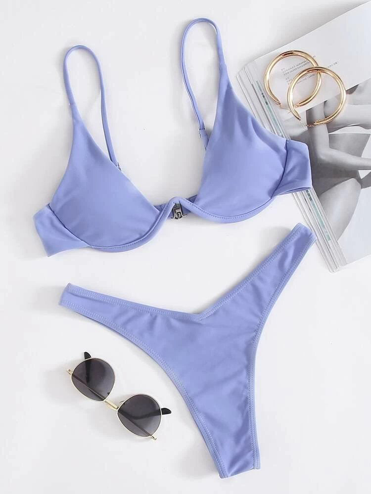 European And American Steel Bracket Solid Color Swimsuit