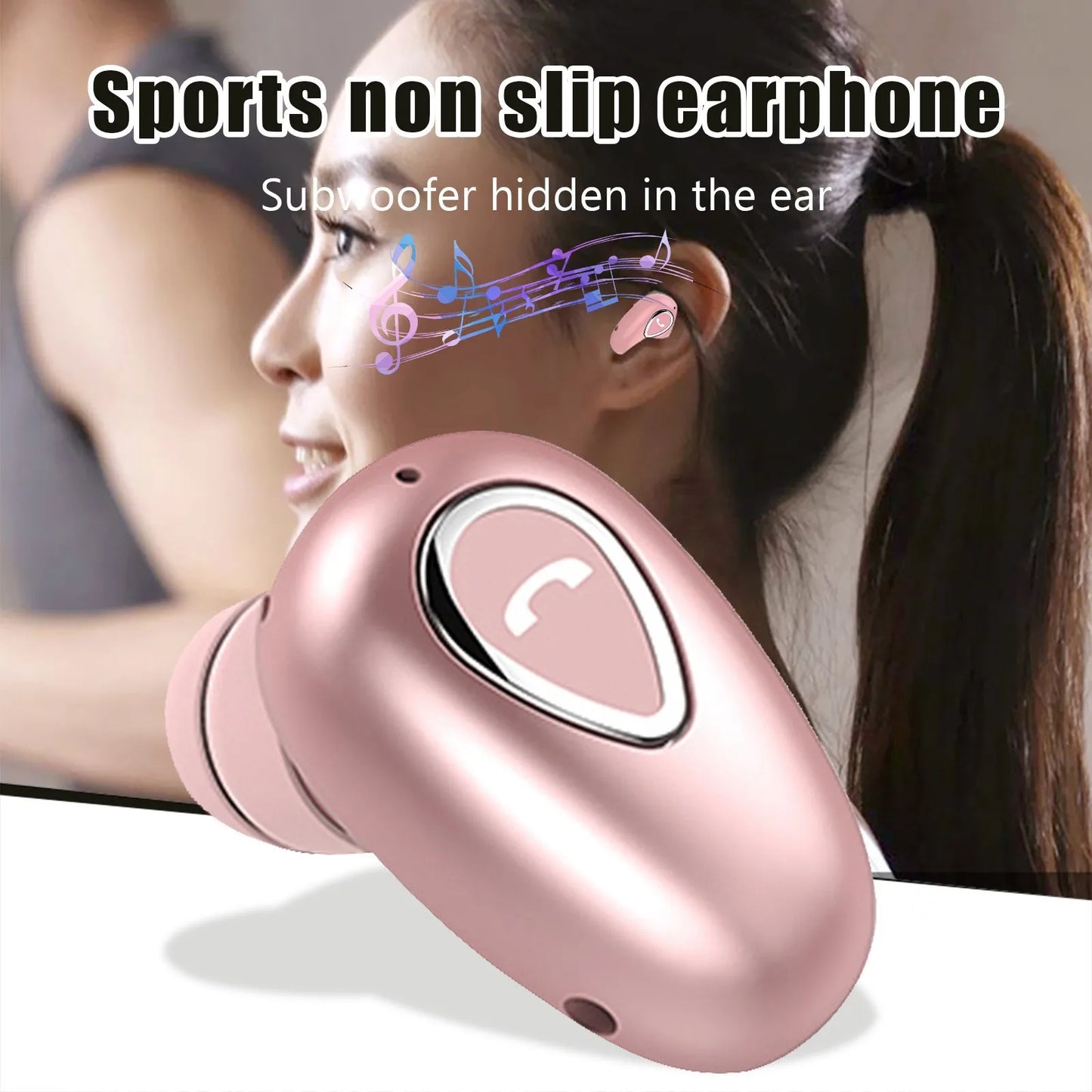 Wireless Bluetooth Single Ear Headset In-Ear Mini Invisible Business Headphone Stereo Deep Bass Sports Hands-free Earphones
