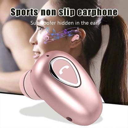 Wireless Bluetooth Single Ear Headset In-Ear Mini Invisible Business Headphone Stereo Deep Bass Sports Hands-free Earphones