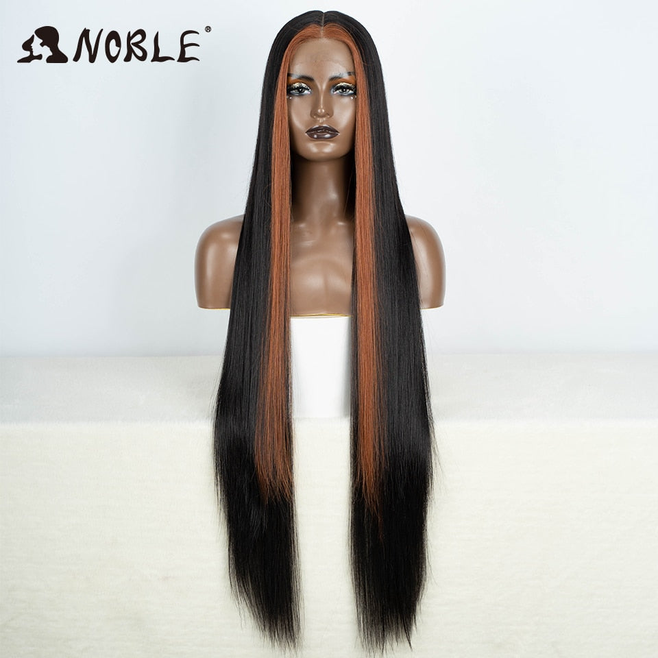 Badon marchand hair Wigs For Black Women Straight Synthetic Lace WIg 38 Inch Ombre Blonde Lace Wig Cosplay Blonde Synthetic Lace Wig