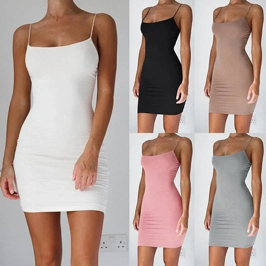 High Waist Women Mini Dress Sexy Spaghetti Strap Bandage Backless Bodycon Dress Summer Slim Sleeveless Dresses Sheath Vestidos somè