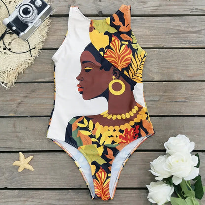 One-piece Swimsuit Classic Printed Lace Up Swimsuit Women's Push Up Flower One-piece Suit Beach Wear Bathing Suit Women somè