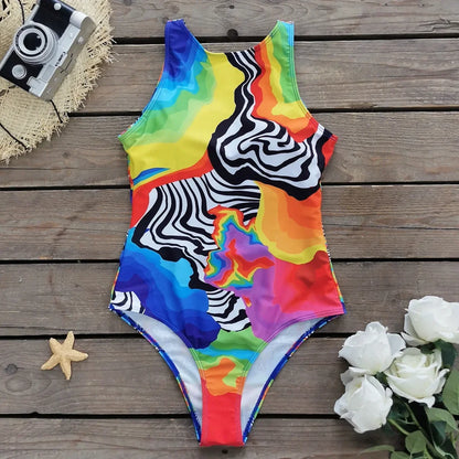 One-piece Swimsuit Classic Printed Lace Up Swimsuit Women's Push Up Flower One-piece Suit Beach Wear Bathing Suit Women somè