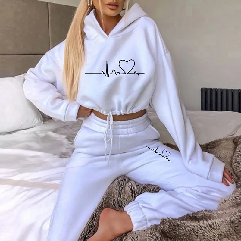 Autumn Winter Fashion Long Sleeve Hooded Sports Casual Tracksuit for Lady cho