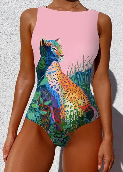 One-piece Swimsuit Classic Printed Lace Up Swimsuit Women's Push Up Flower One-piece Suit Beach Wear Bathing Suit Women somè