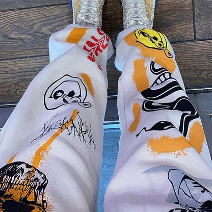 2024 Daily Women Sweatpants Joggers Y2K Harajuku Cartoon Skull Printed Streetwear Sweatpants Pants Casual High Waist Sweatpants