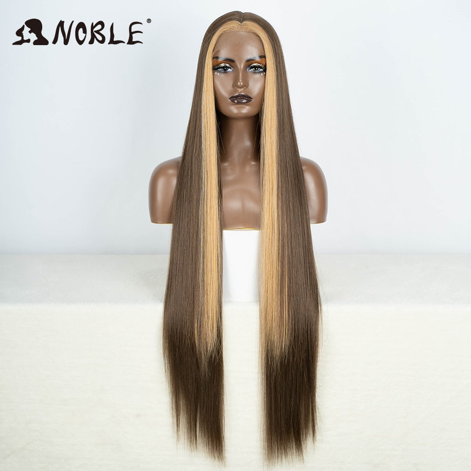 Badon marchand hair Wigs For Black Women Straight Synthetic Lace WIg 38 Inch Ombre Blonde Lace Wig Cosplay Blonde Synthetic Lace Wig
