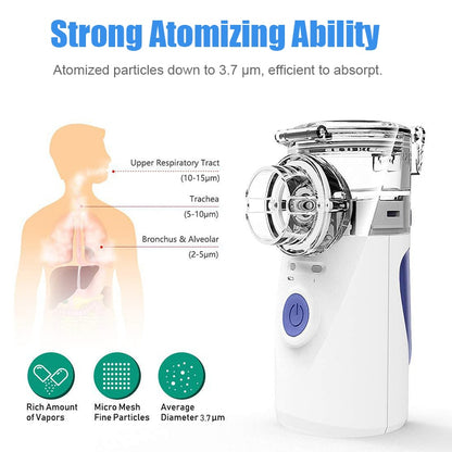 Portable Nebulizer Machine Medical Atomizer Nebuliser Inhalator Adult Children Silent Inhaler Humidificador Nebulizador Portatil