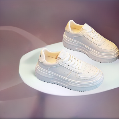 2023 New U Leather Women's White Casual Woman Vulcanize Sneakers Breathable Sport Walking Running Platform Flats Shoes
